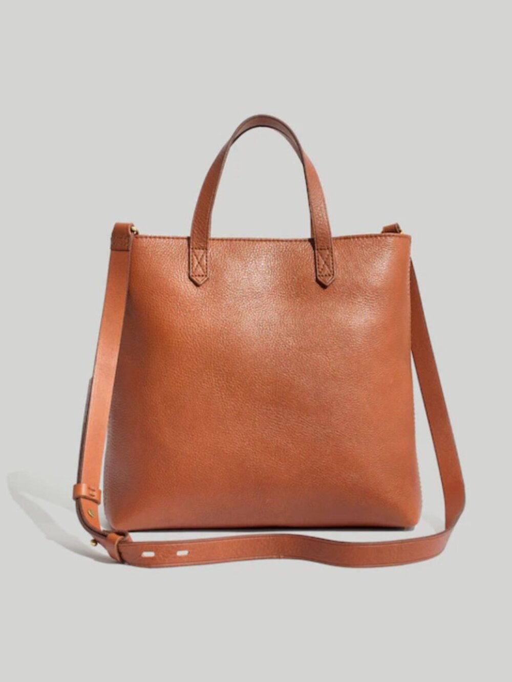 Madewell Zip-Top Transport Crossbody Brown Leather English Saddle Tote Bag